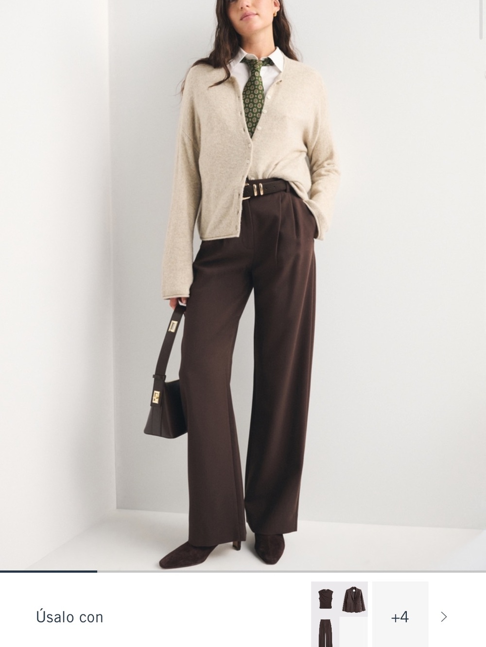 Abercrombie and Fitch Sloan Wide-Leg High-Waist Chocolate Brown Trousers